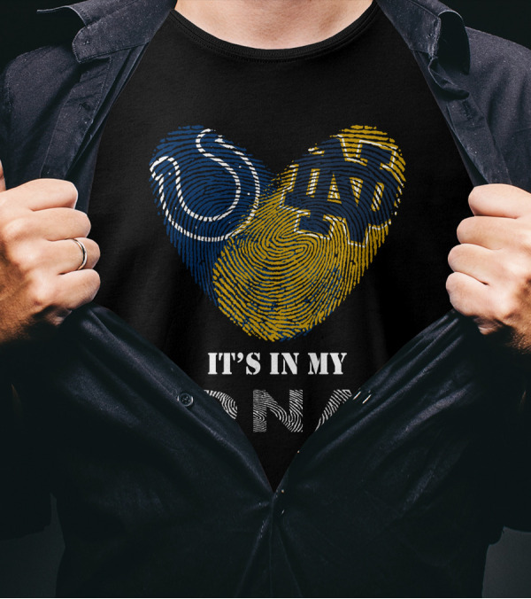 Colts Notre Dame Fingerprint Heart It's In My DNA T-Shirt