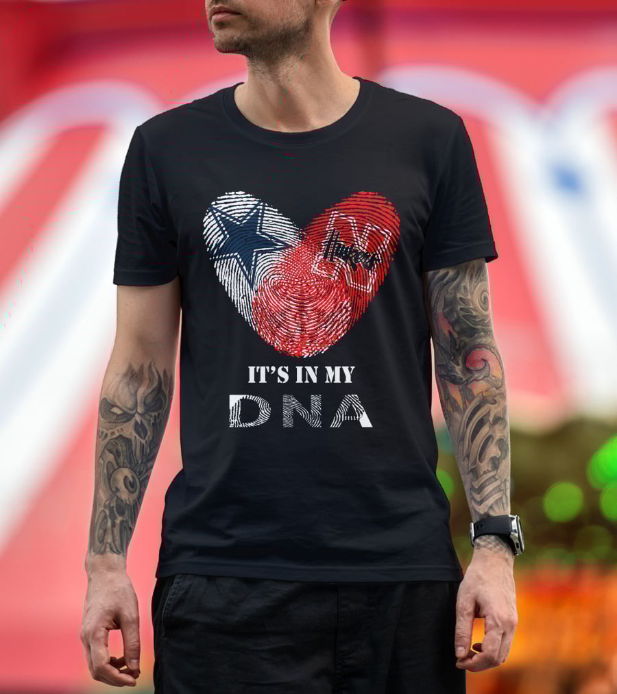 Cowboys Huskers It's In My Dna Fingerprint Heart With Star And N T-Shirt