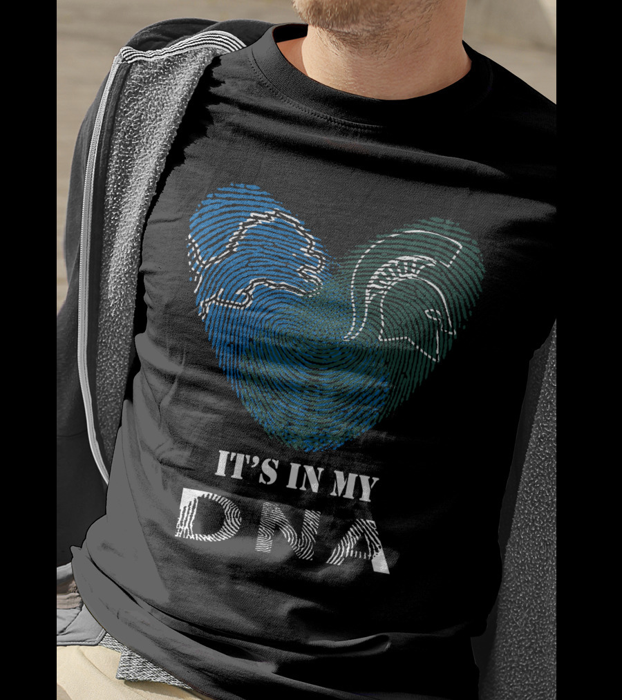 Lions Spartans It's In My DNA Fingerprint Heart T-Shirt