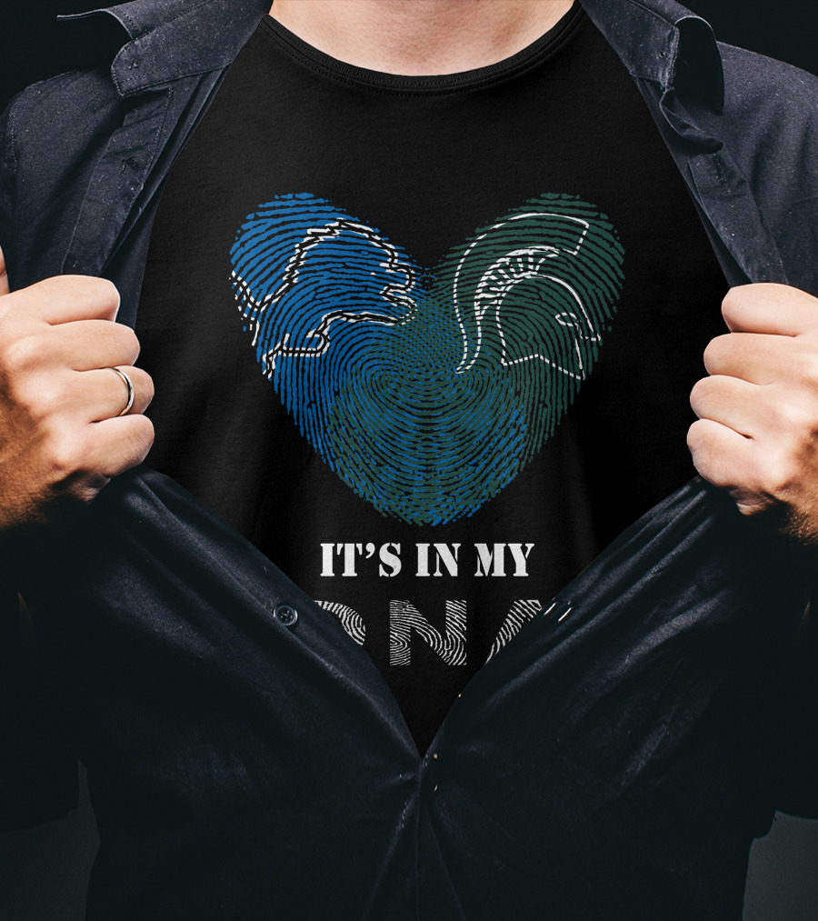 Lions Spartans It's In My DNA Fingerprint Heart T-Shirt