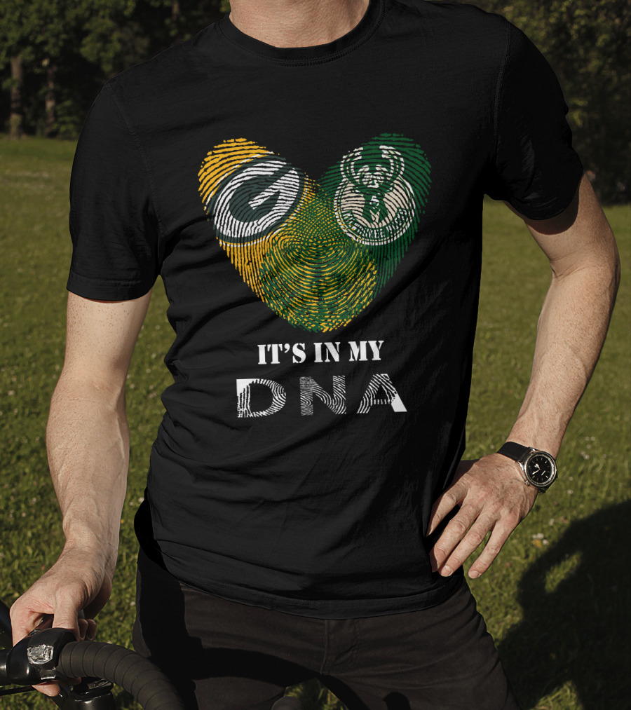 Packers Bucks Logos Fingerprint It's In My DNA T-Shirt