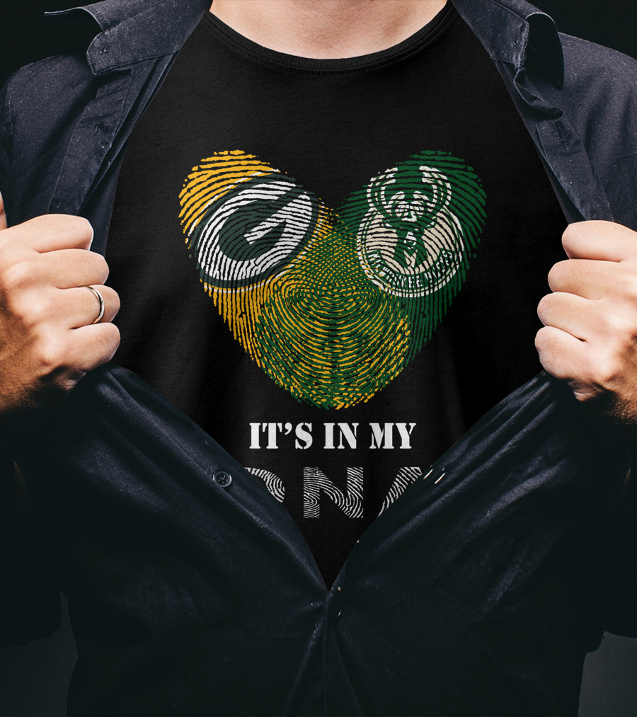 Packers Bucks Logos Fingerprint It's In My DNA T-Shirt