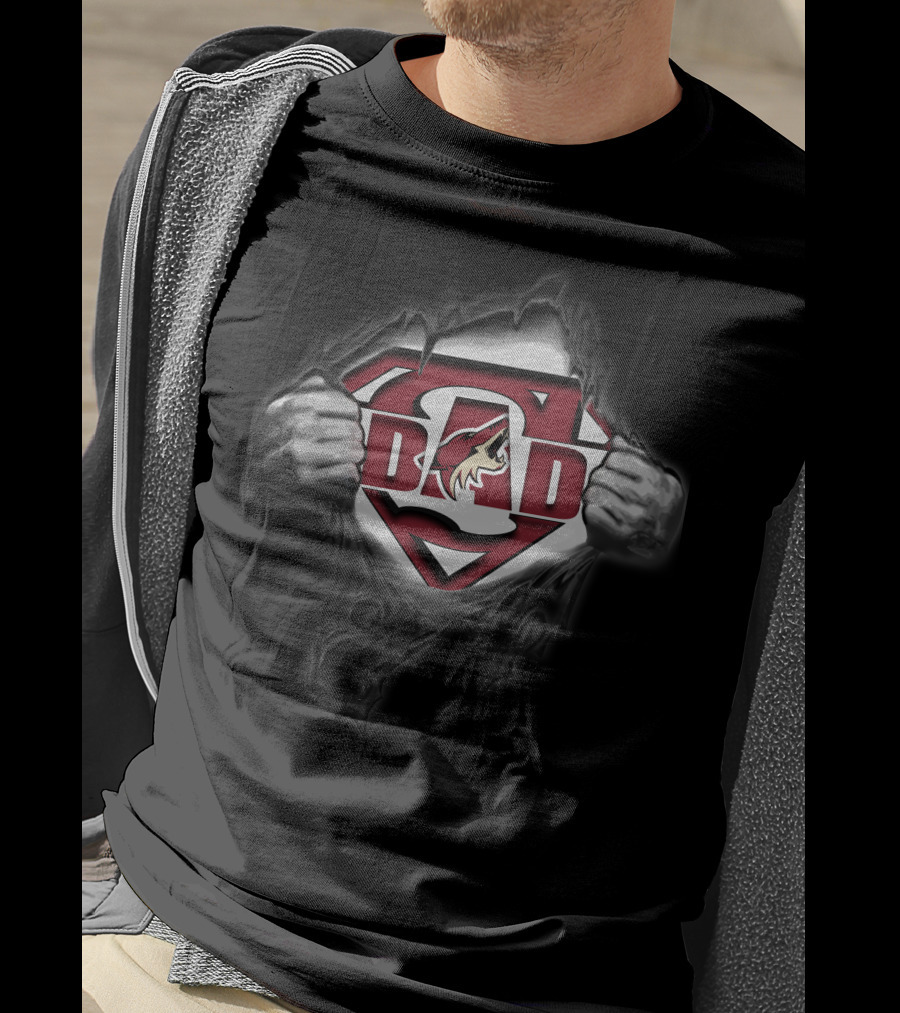 Arizona Coyotes Super Dad Shield Logo Rip T-Shirt