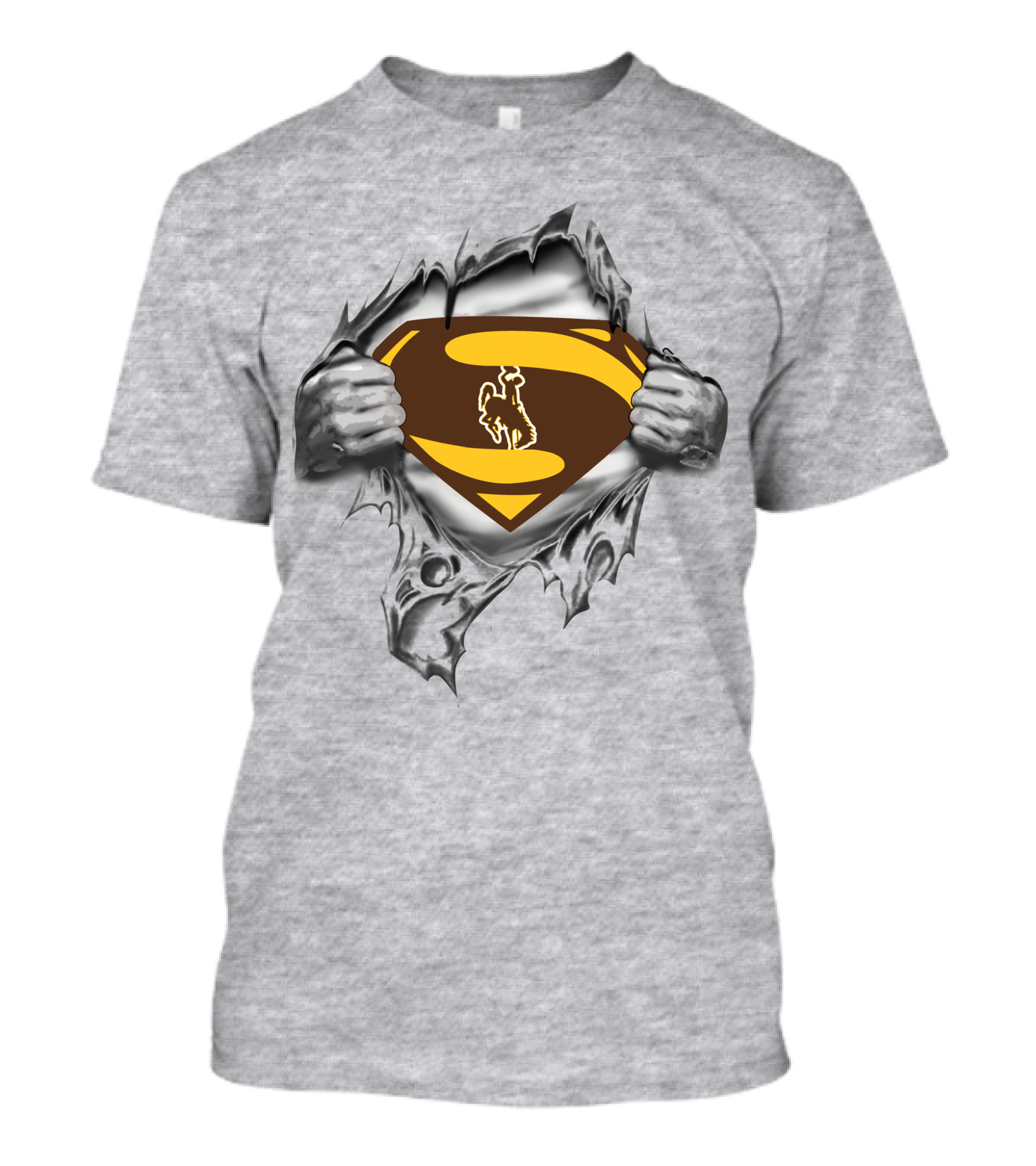 Wyoming Cowboys Superman Logo Pullover T-Shirt