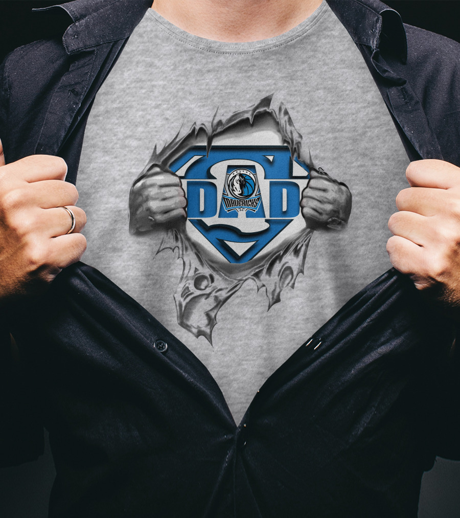Dallas Mavericks Super Dad Logo With Superman Shield T-Shirt