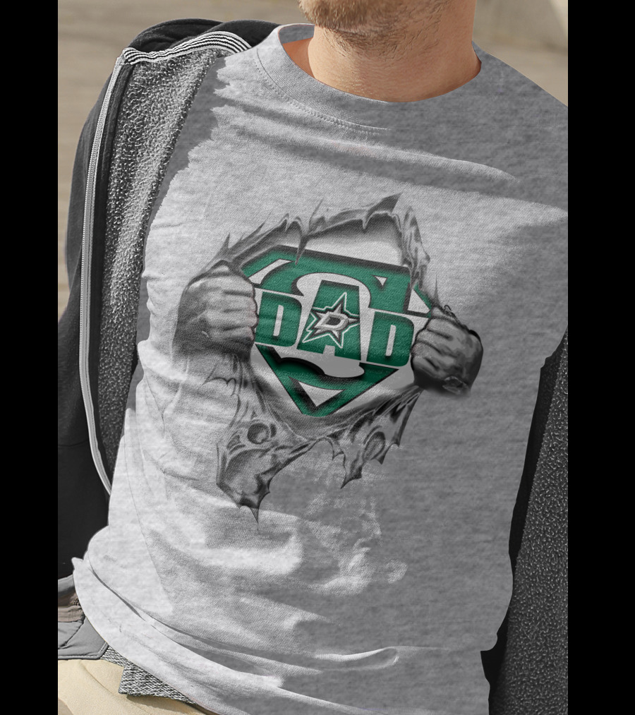 Dallas Stars Super Dad Hero Emblem T-Shirt
