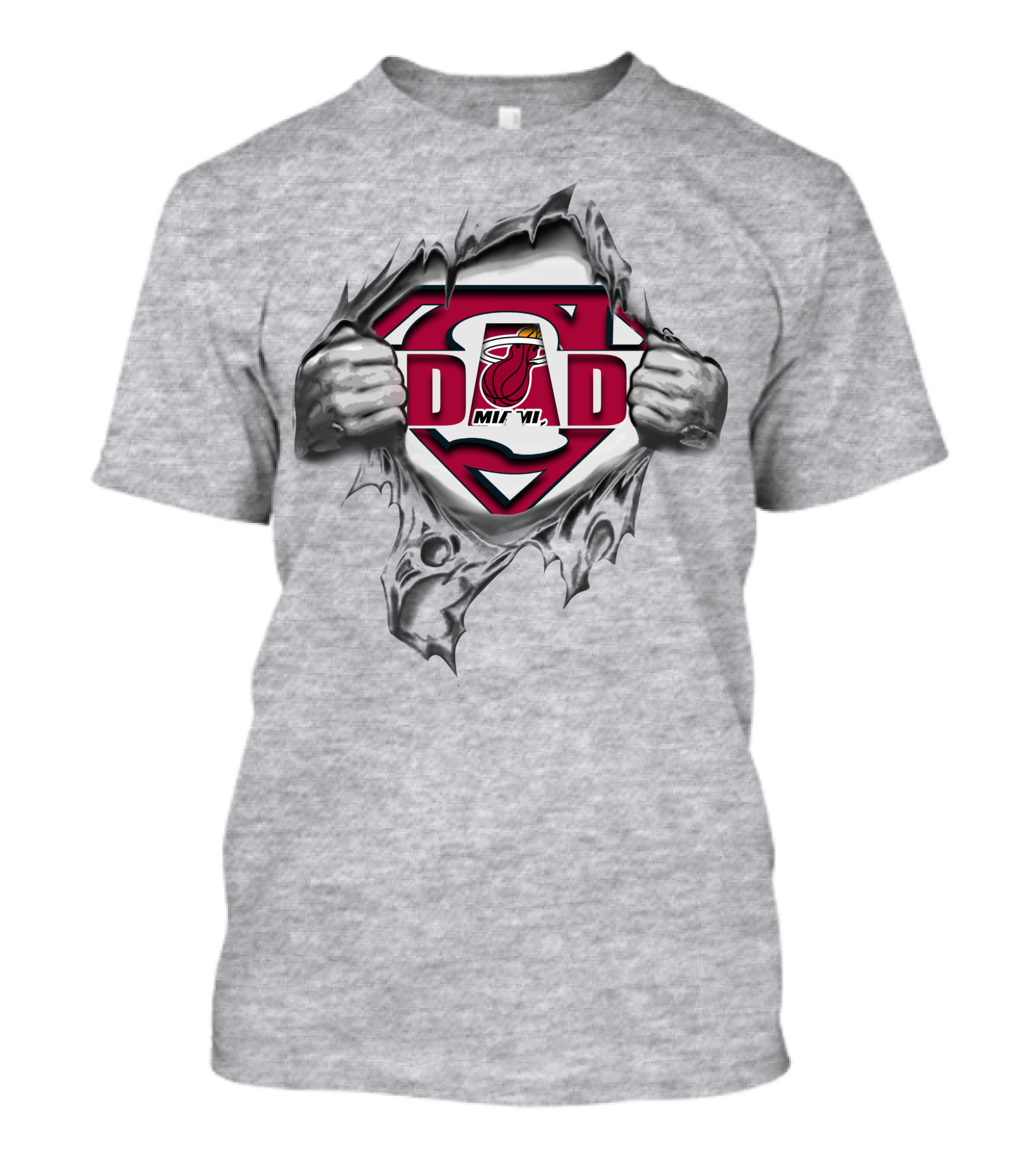 Miami Heat Super Dad Logo Ripped Chest T-Shirt