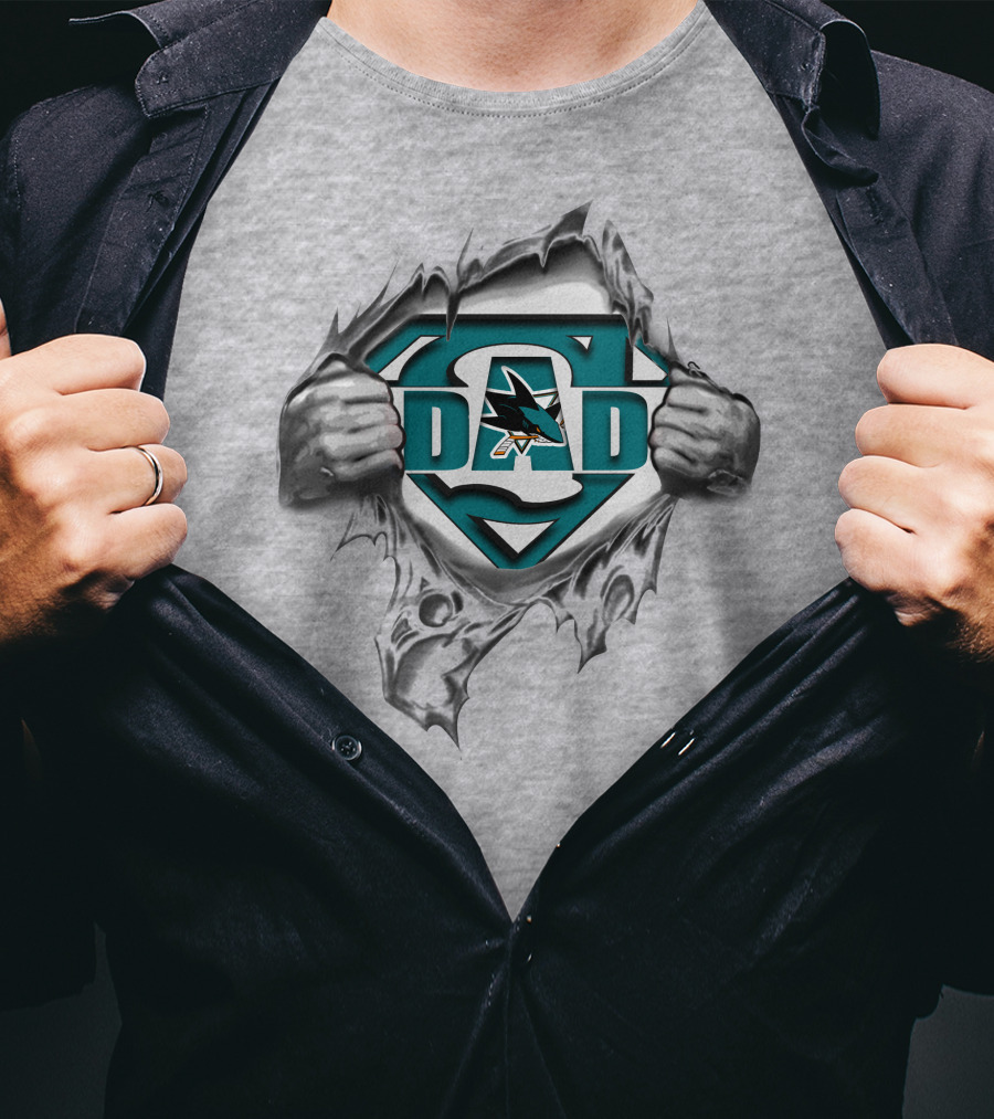 San Jose Sharks Super Dad Hero T-Shirt
