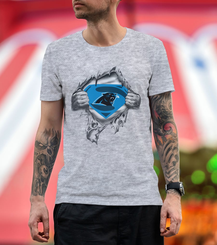 Carolina Panthers Ripped Superman Chest T-Shirt