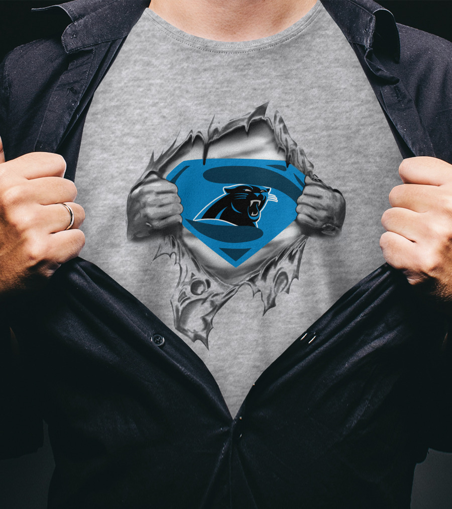 Carolina Panthers Ripped Superman Chest T-Shirt