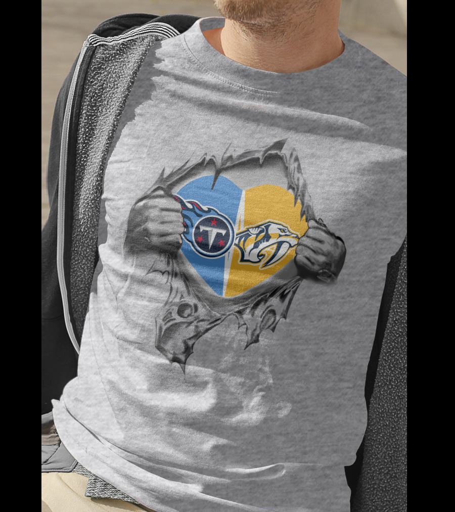 Tennessee Titans Nashville Predators Heart T-Shirt