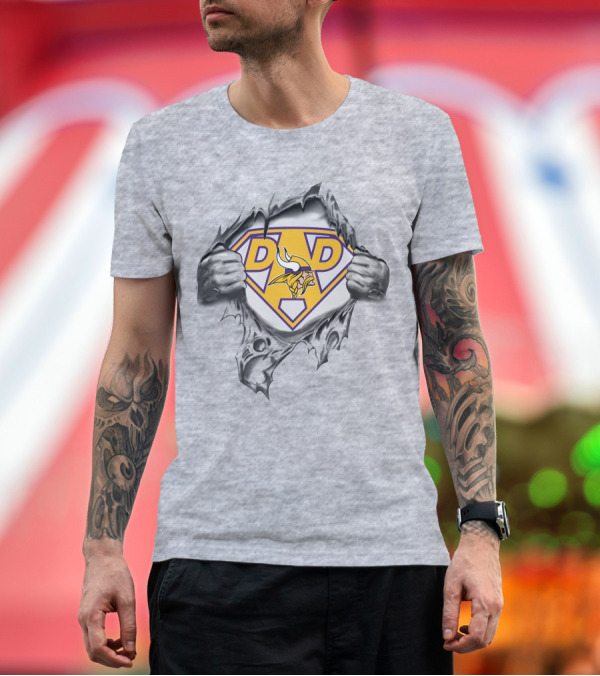 Premium T-Shirt: Vikings Super Dad Minnesota Football Hero Emblem T-Shirt Vikings Super Dad Minnesota Football Hero Emblem T-Shirt