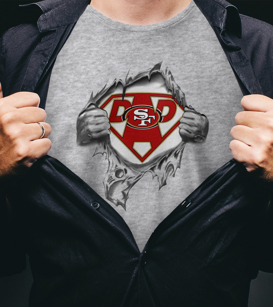 49ers Super Dad Breaking Through Superhero Logo Sf T-Shirt