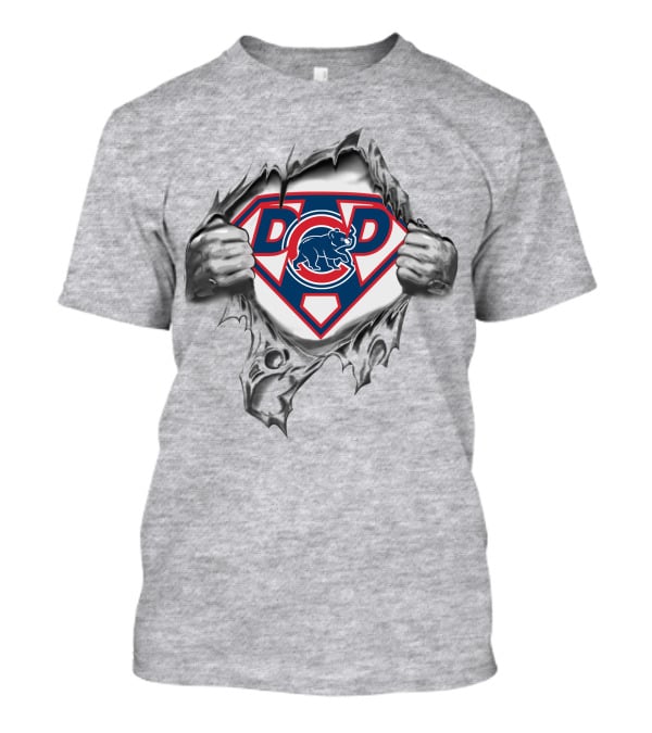 Chicago Cubs Dad Super Logo Tear Reveal T-Shirt
