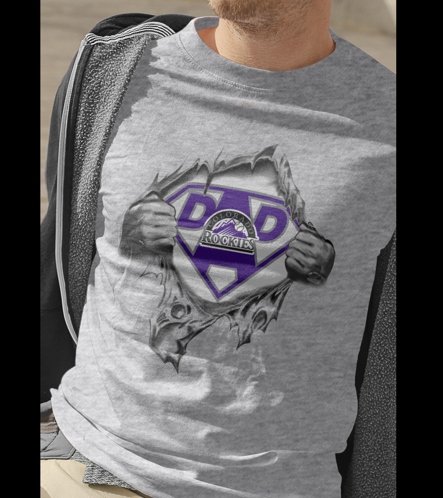 Colorado Rockies Super Dad Logo Emblem Blending Strength And Team Spirit T-Shirt