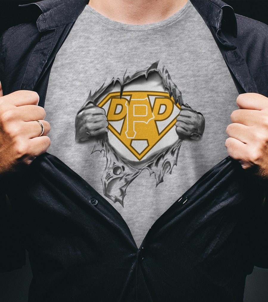 Pittsburgh Pirates Super Dad Logo Design With Ripped Chest Graphic Featuring Team Symbol T-Shirt