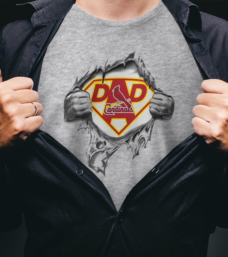St Louis Cardinals Dad Superhero Logo Burst T-Shirt