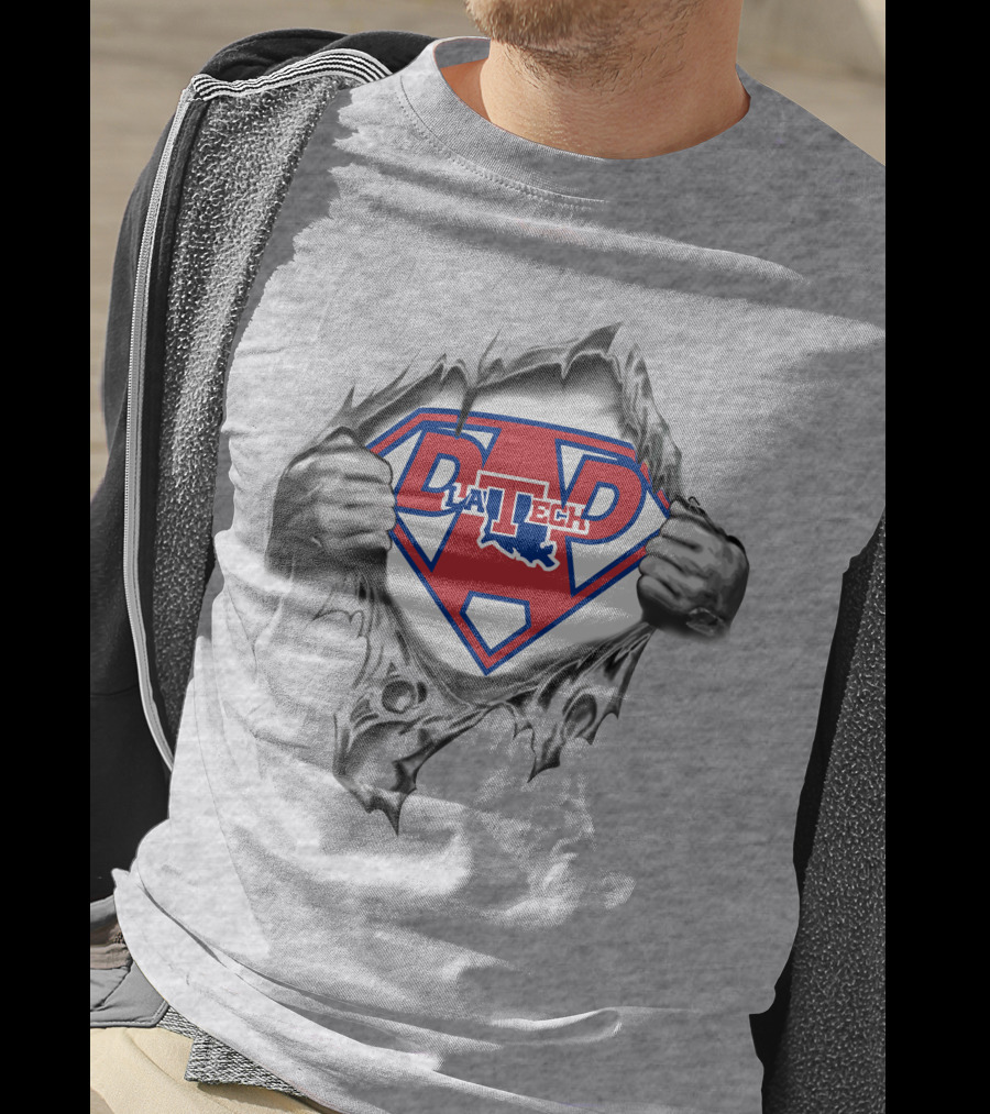 Louisiana Tech Super Dad Hero Emblem With La Tech T-Shirt