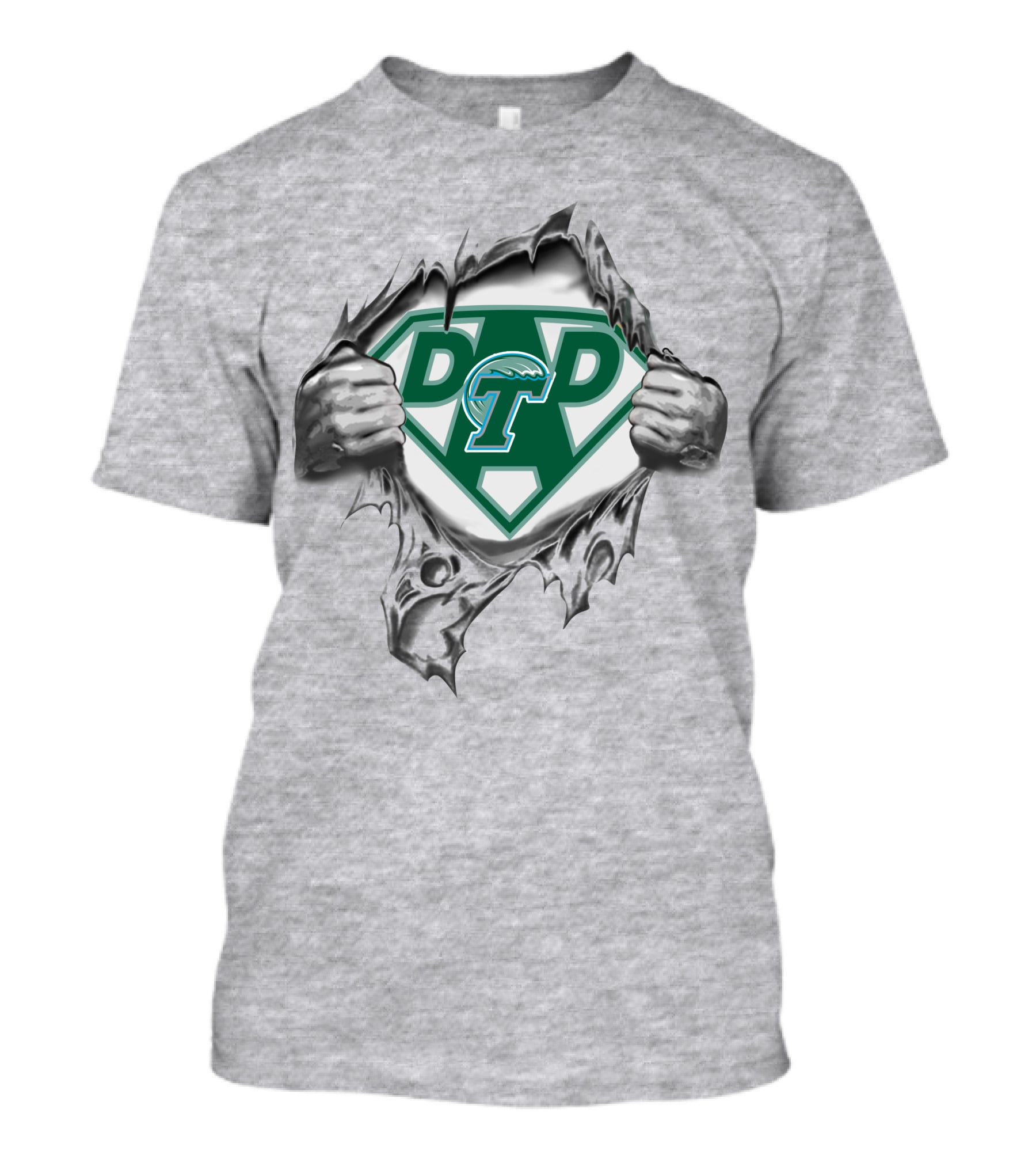 Tulane Green Wave Super Dad T Logo With Torn T-Shirt