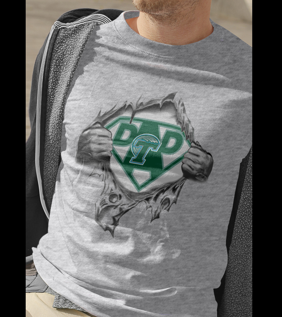 Tulane Green Wave Super Dad T Logo With Torn T-Shirt