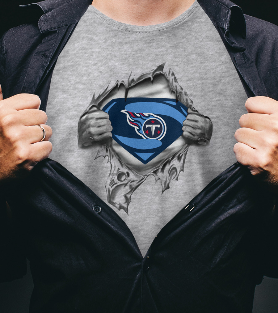 Tennessee Titans Super Logo Ripped Superman T-Shirt