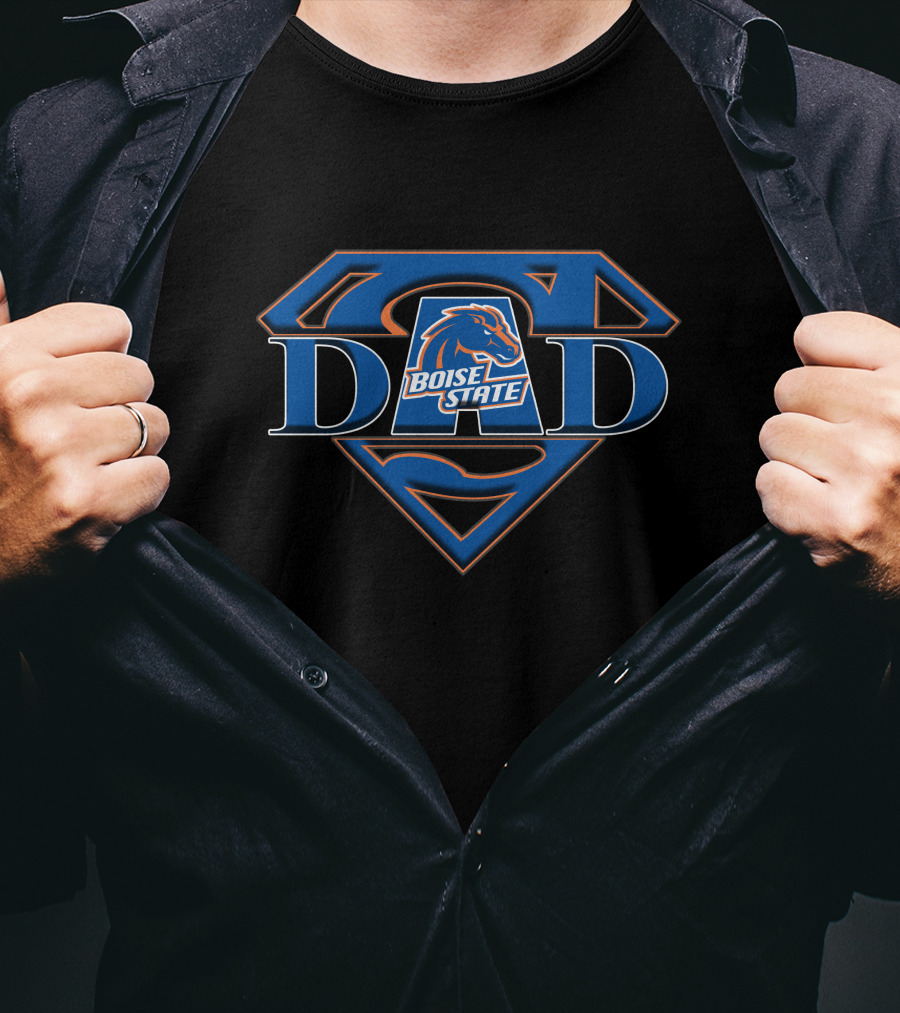 Boise State Broncos Dad Superhero Emblem T-Shirt