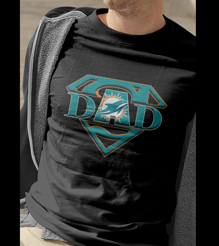Dolphins Super Dad Superman Miami Football T-Shirt