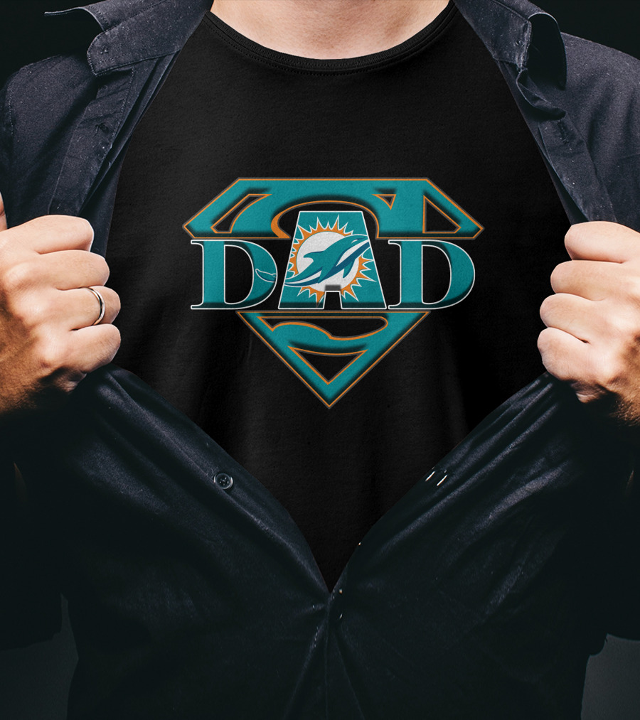 Dolphins Super Dad Superman Miami Football T-Shirt