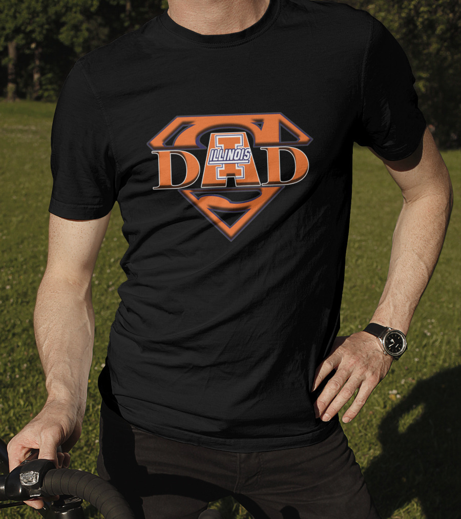 Illinois Fighting Illini Super Dad Logo With Superman Shield T-Shirt
