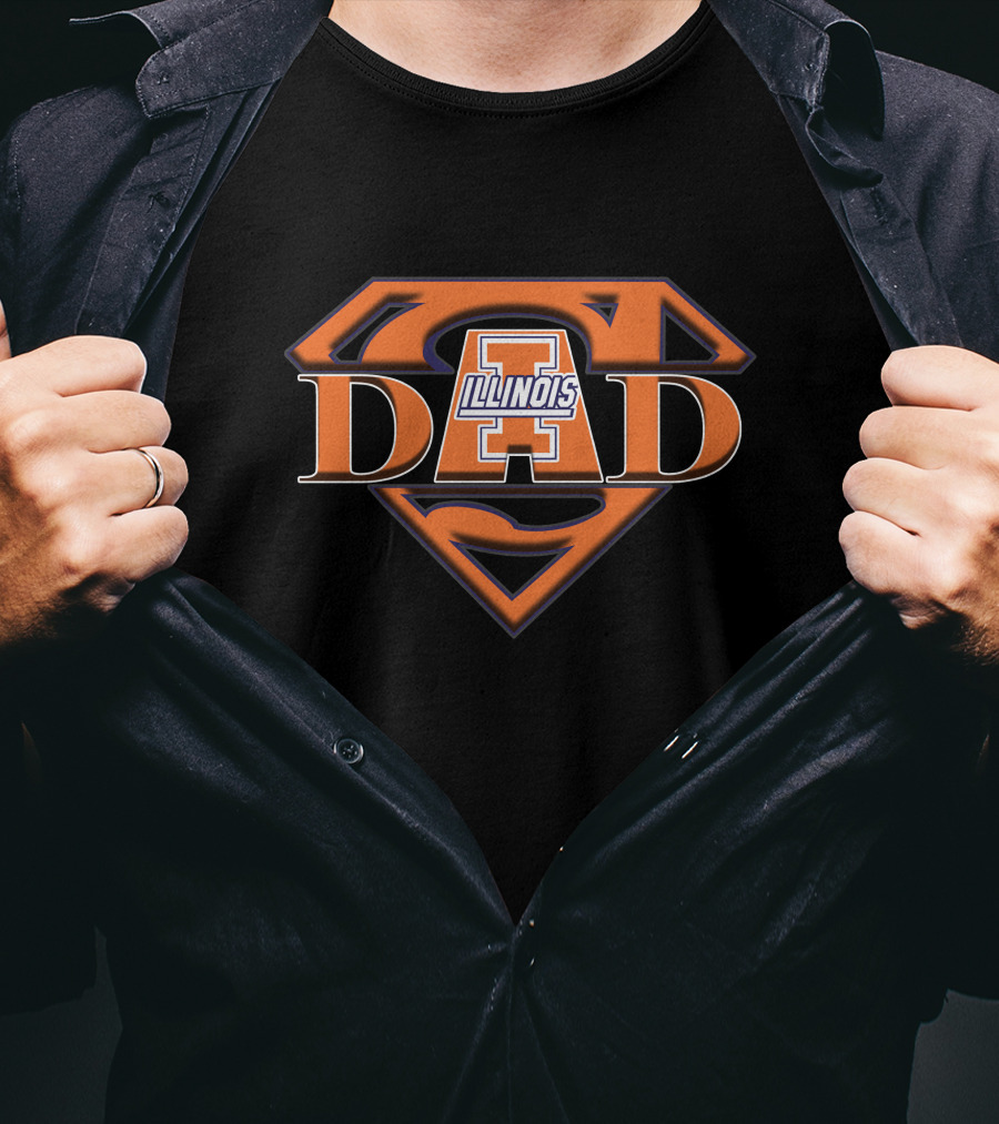 Illinois Fighting Illini Super Dad Logo With Superman Shield T-Shirt