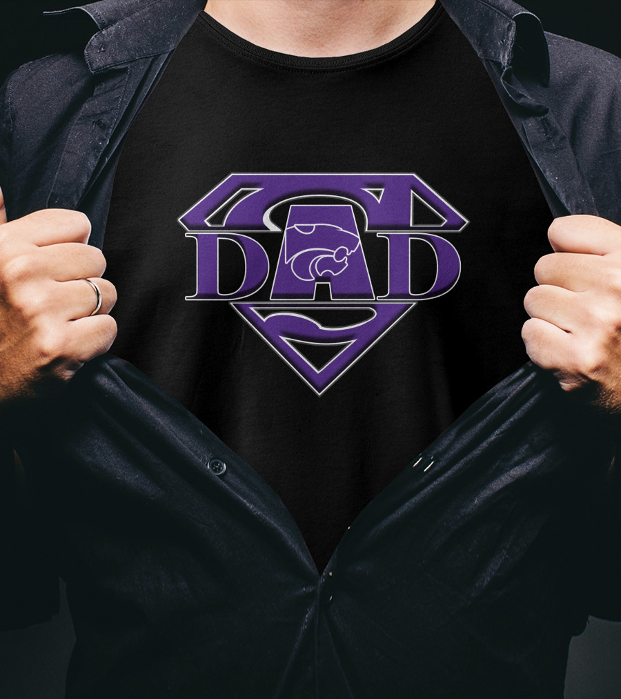 Kansas State Wildcats Super Dad Logo With Purple Emblem T-Shirt