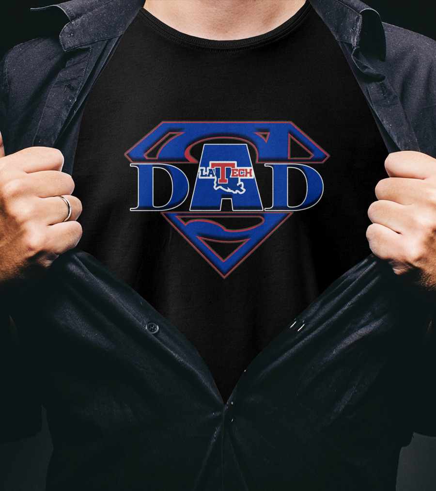 Louisiana Tech Super Dad Logo Fusion With Superman Shield T-Shirt
