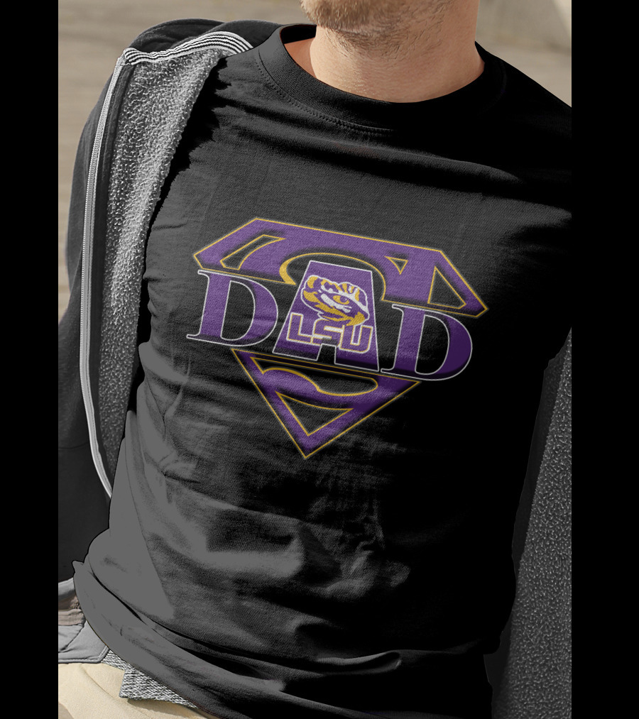 LSU Tigers Super Dad Hero Emblem T-Shirt