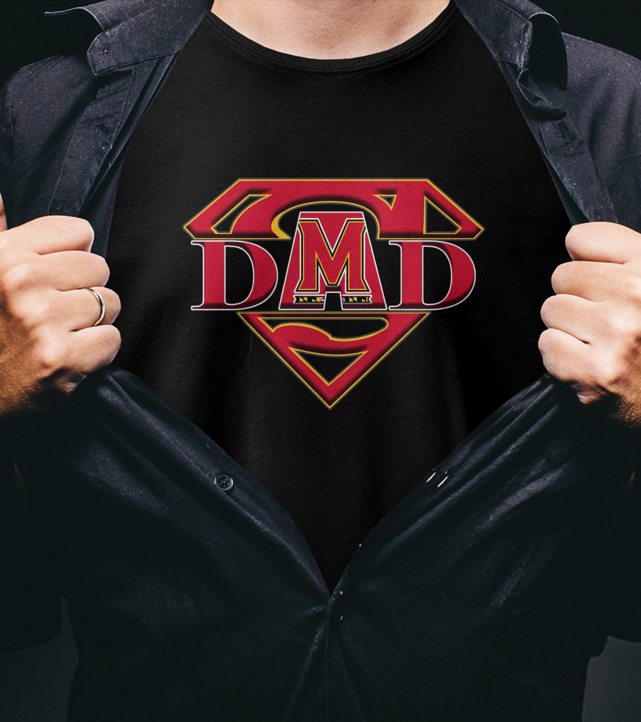 Maryland Terrapins Superman Dad Logo M T-Shirt