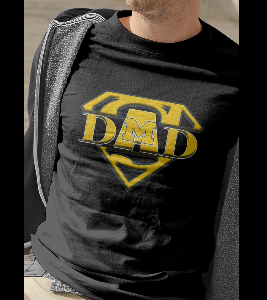 Michigan Wolverines Super Dad Emblem With M T-Shirt