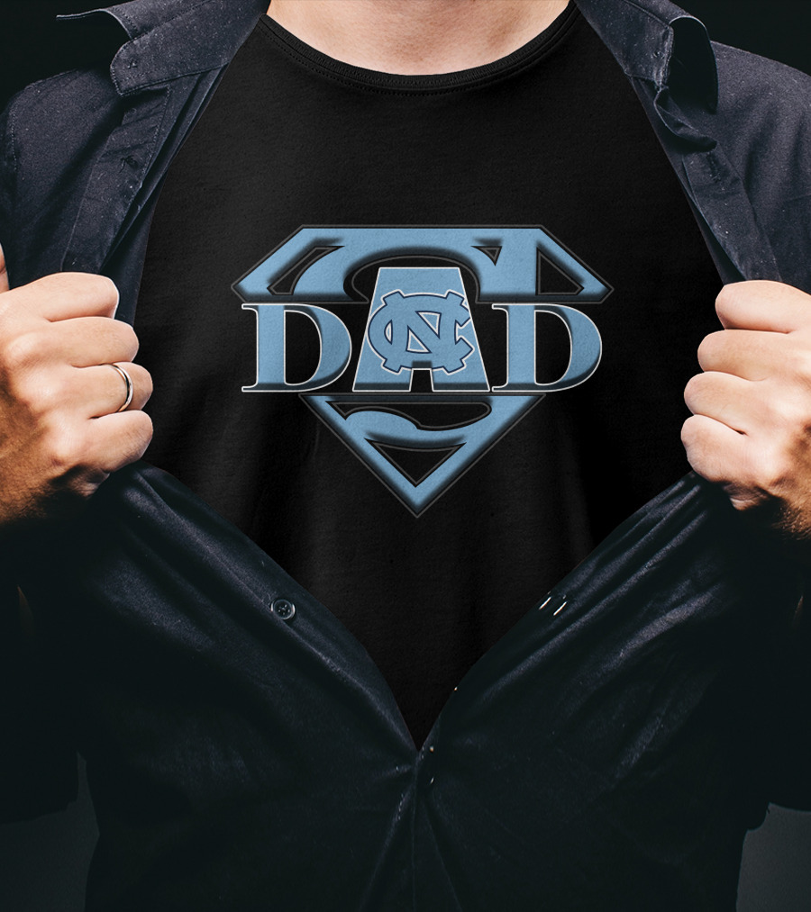 North Carolina Tar Heels Super Dad UNC Logo Superman Badge T-Shirt