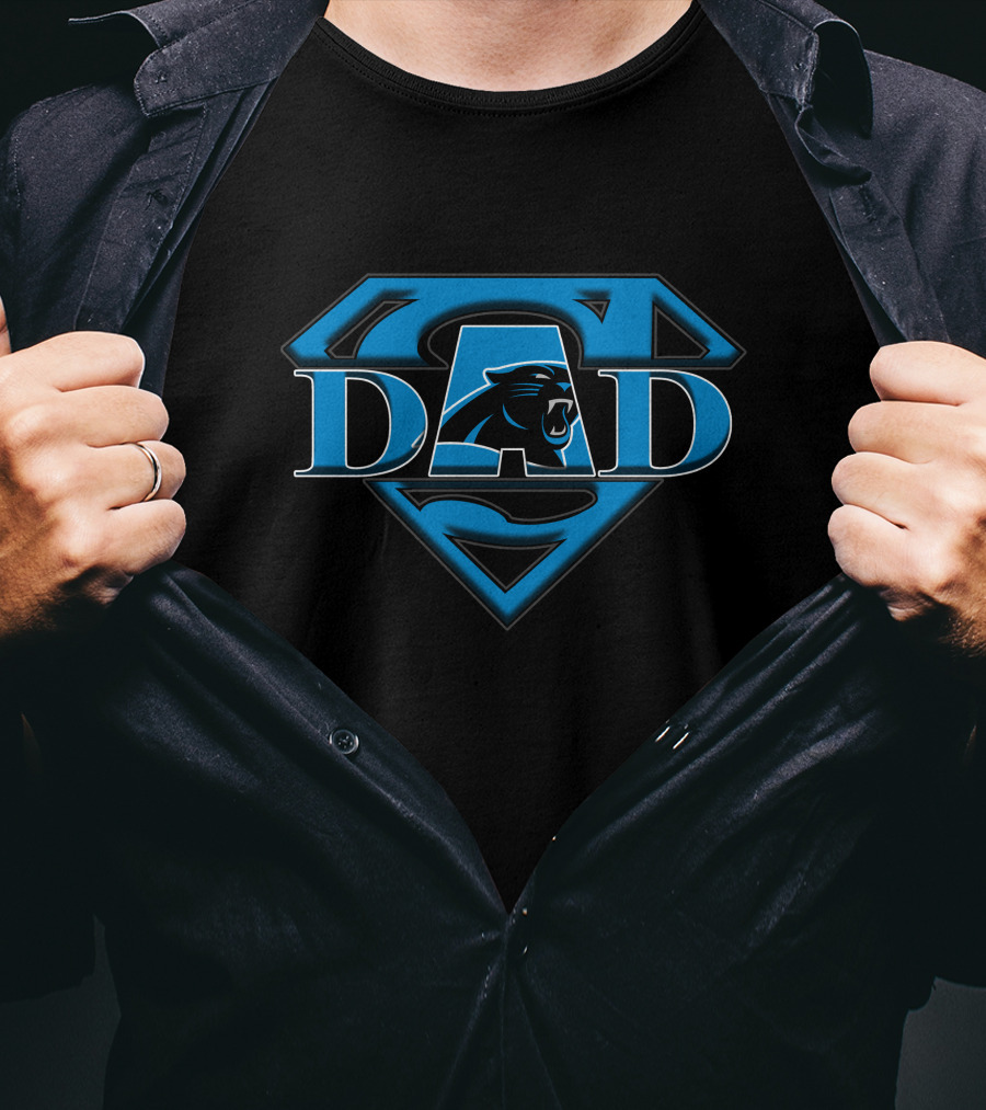 Panthers Super Dad Logo Emblem With Blue Panther T-Shirt