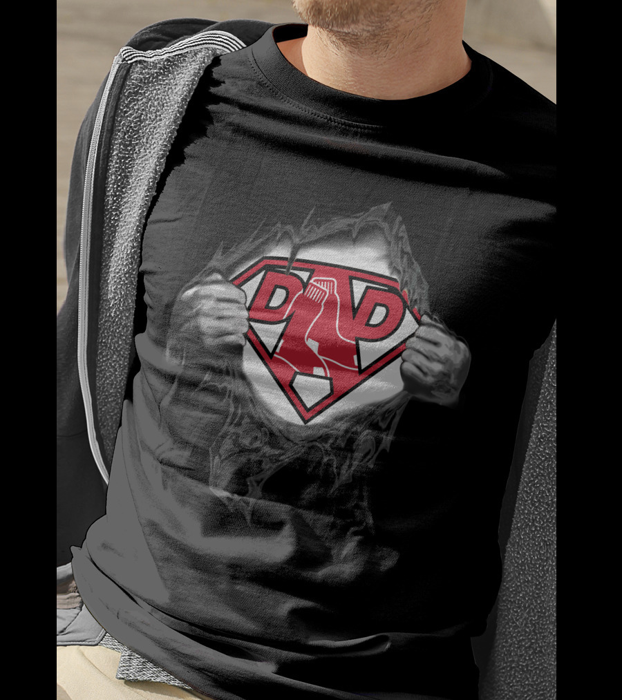 Boston Red Sox Super Dad Shield Logo Superman T-Shirt