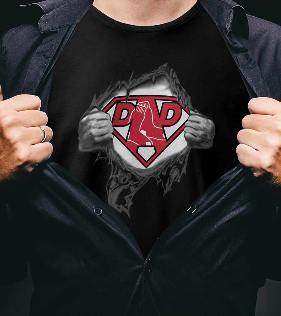 Boston Red Sox Super Dad Shield Logo Superman T-Shirt