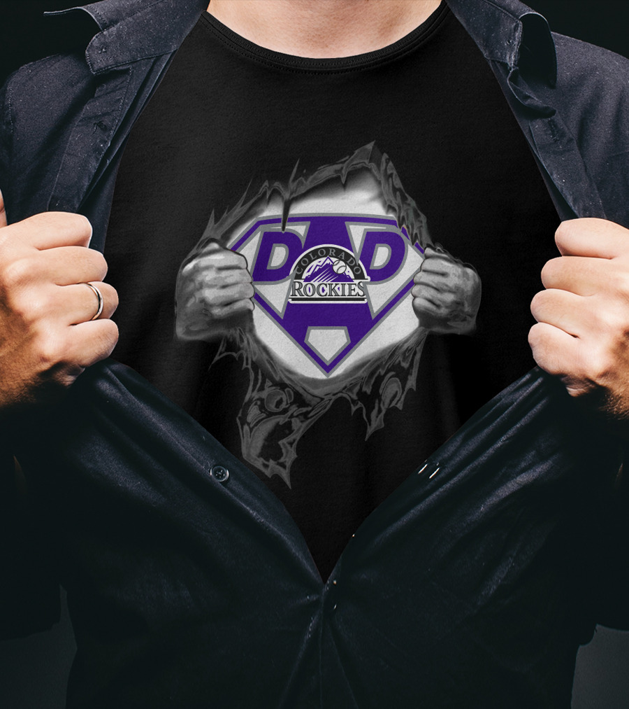 Colorado Rockies Dad Superhero Emblem T-Shirt