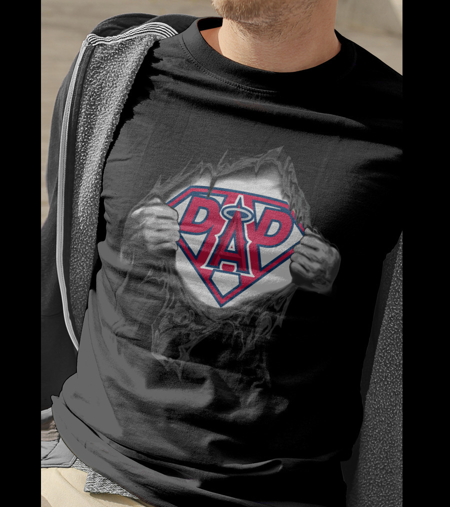 Los Angeles Angels Super Dad Logo In Superman T-Shirt