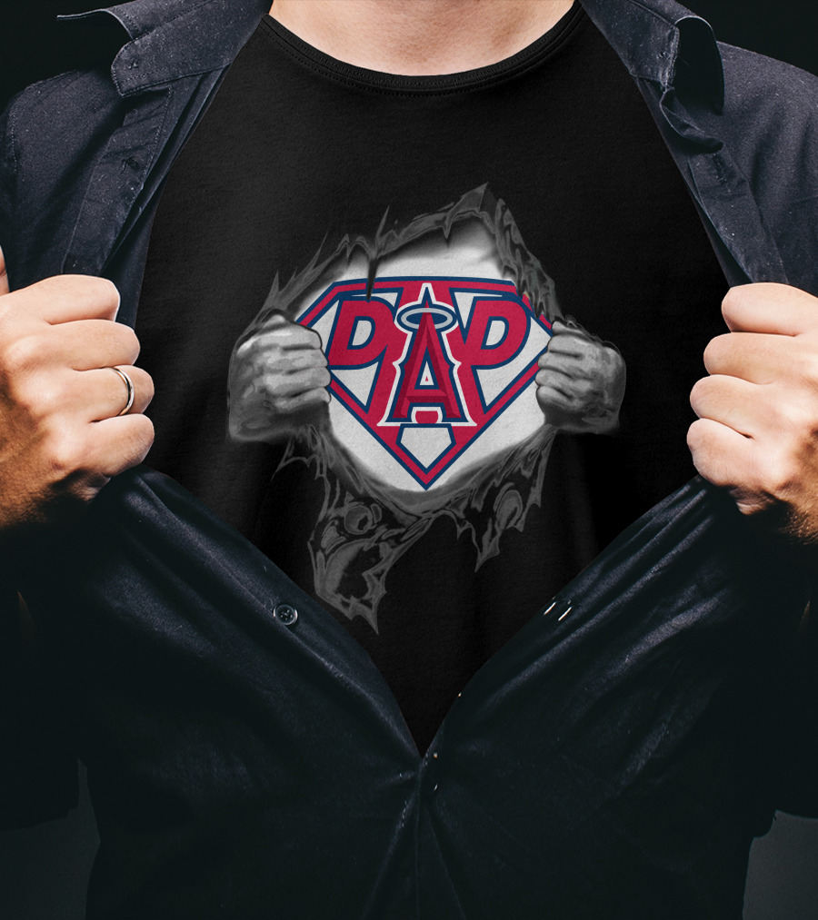 Los Angeles Angels Super Dad Logo In Superman T-Shirt