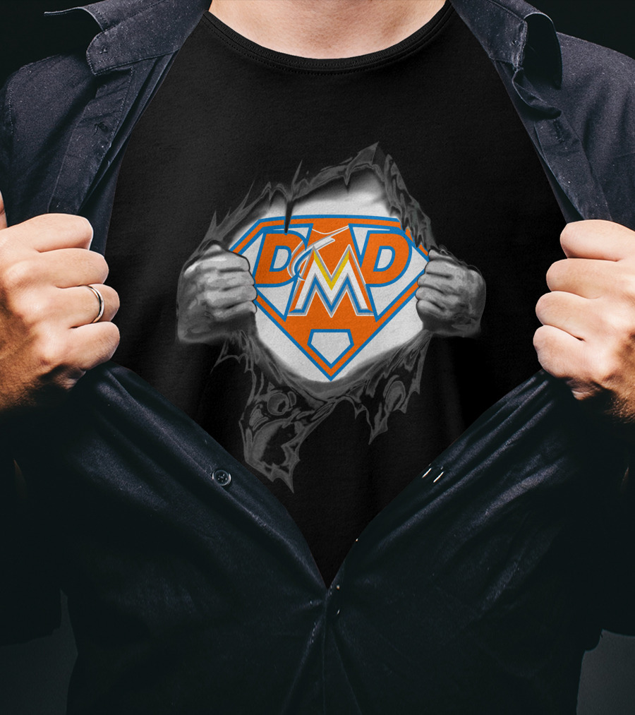 Miami Marlins Super Dad Hero Logo Superman Edition T-Shirt