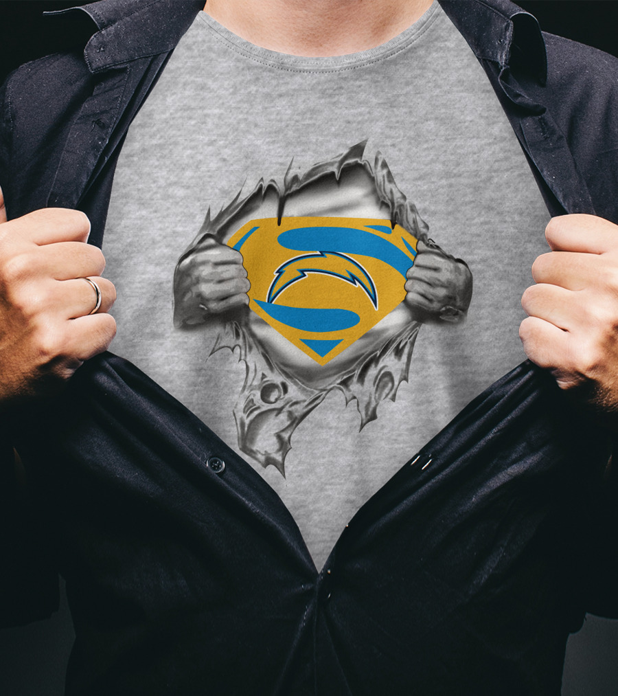 Chargers Superman Logo With Lightning Bolt T-Shirt