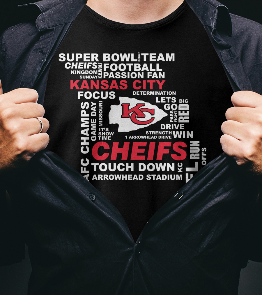 Kansas City Chiefs Super Bowl Afc Champs Nfl Team Football Touch Down Arrowhead Stadium T-Shirt