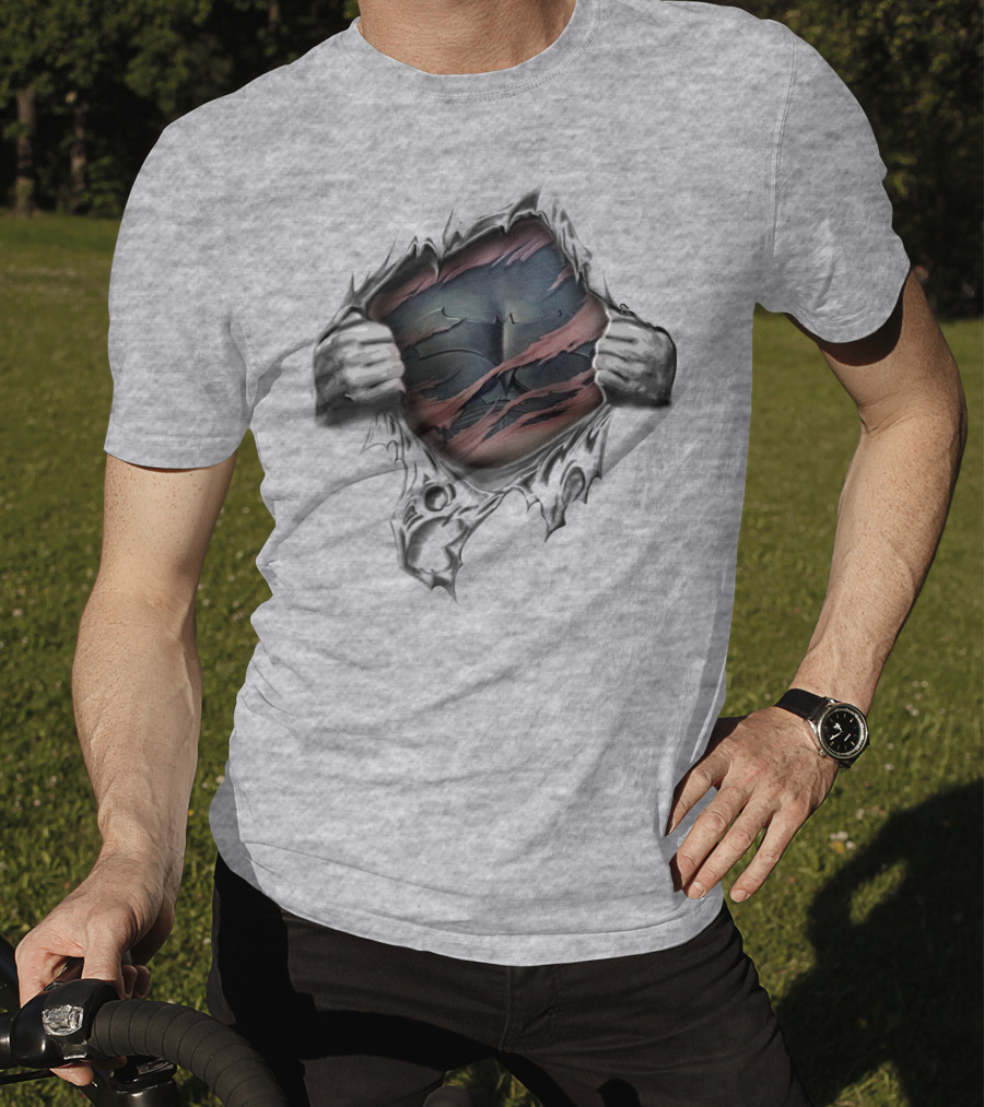 Batman Ripped Logo Reveal With Torn Fabric And Hands T-Shirt