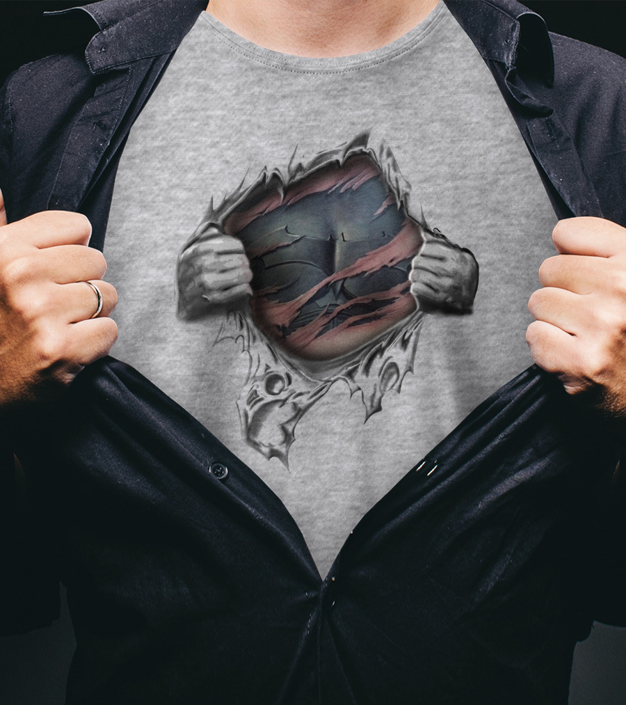 Batman Ripped Logo Reveal With Torn Fabric And Hands T-Shirt