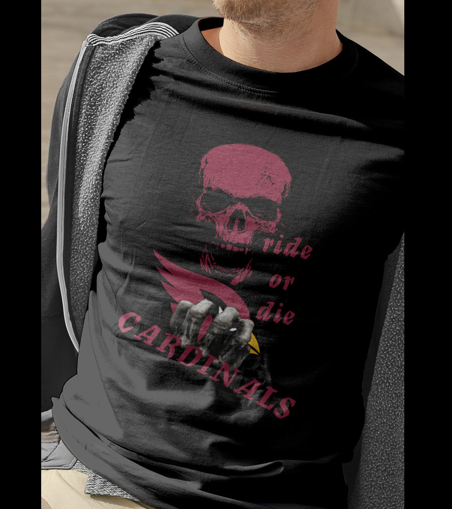 Cardinals Ride Or Die Skull Logo Fan Gear T-Shirt