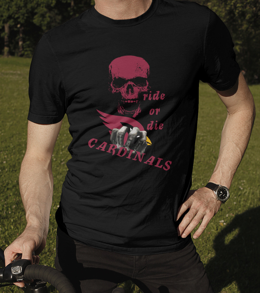 Cardinals Ride Or Die Skull Logo Fan Gear T-Shirt