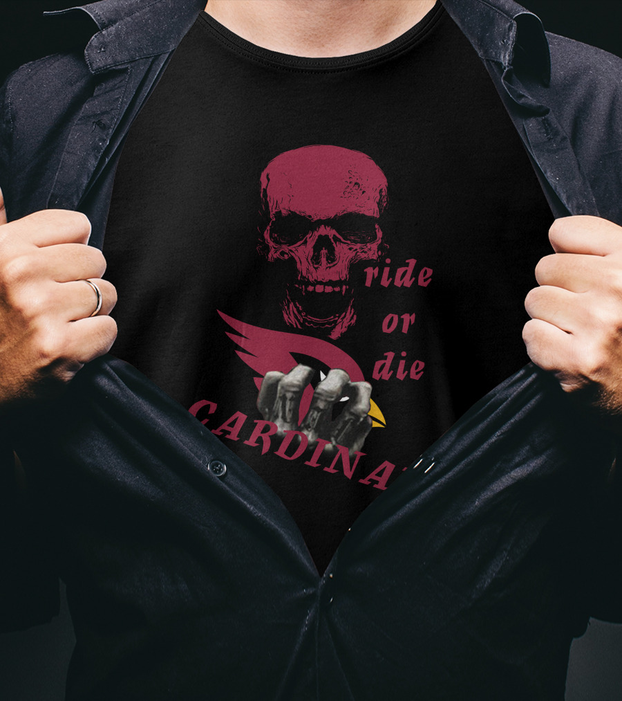 Cardinals Ride Or Die Skull Logo Fan Gear T-Shirt